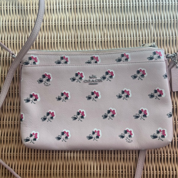 COACH Floral Print Crossgrain Journal Crossbody Purse Pink Multi - Picture 2 of 3
